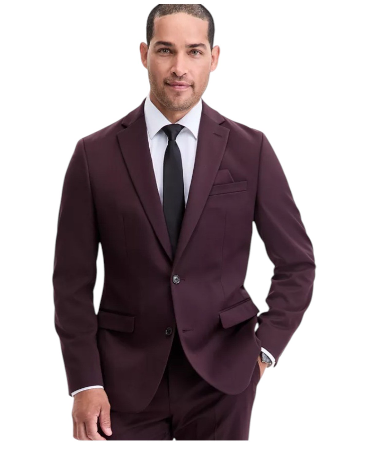 フォーカススリム for salon Bar Iii Mens Slim fit Suit Jacket Blazer 44 R Burgundy Red Solid